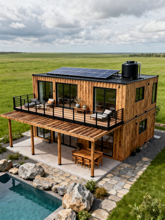 Wood grain container house